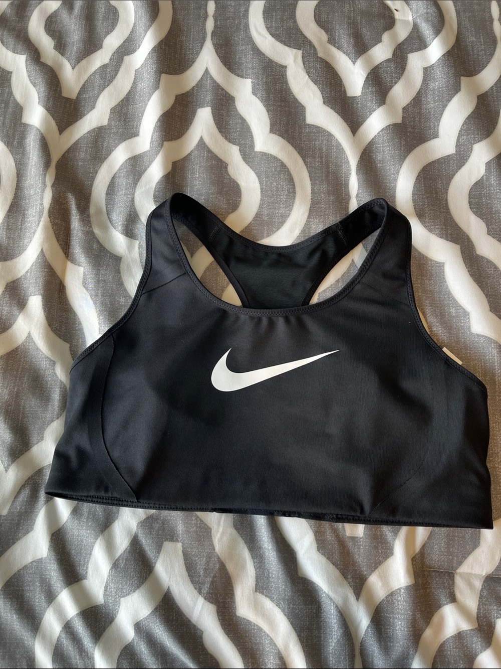 Nike Black Sports Bra with White Swoosh Logo L